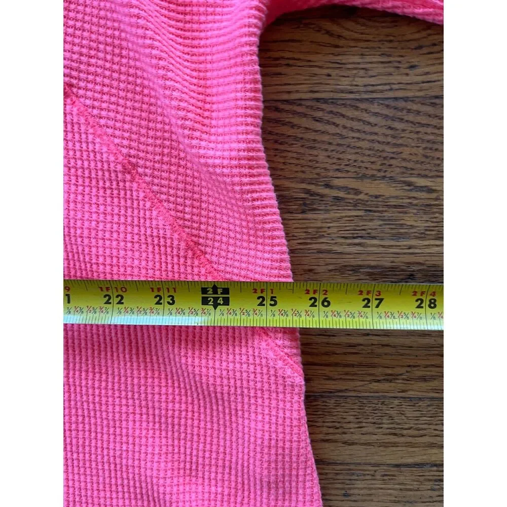 Free People WE THE FREE Pink Waffle Knit Scoop Neck Thermal Top  Women's Size XS